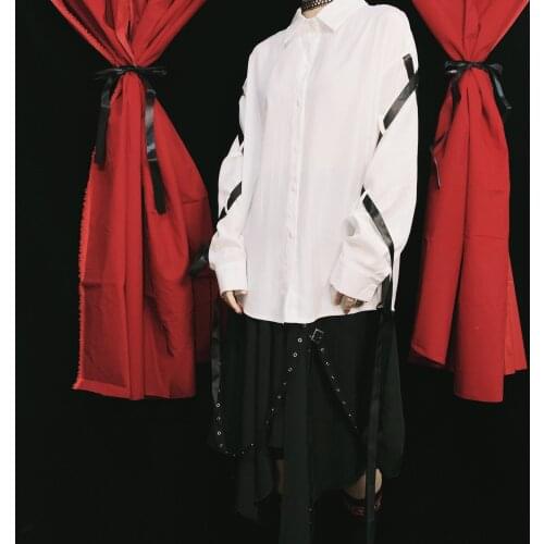 Japan Female Bandage Temperament Lapel Shirts Slim Uniform Gothic Tops Blouses Autumn Sexy Club Women White Shirt New