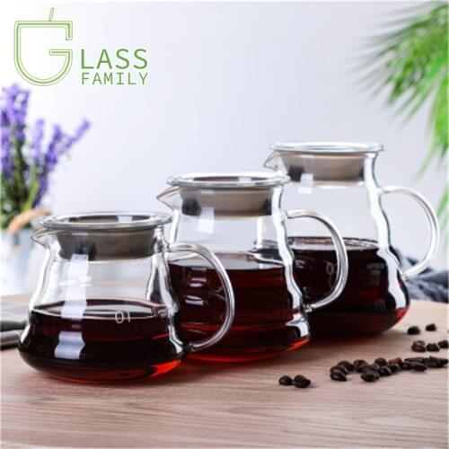 GF Heat Resistant Glass Pot Coffee Server Borosilicate Glass Carafe Pour Over Water Jug Pitcher Water Carafe Kitchen Accessory