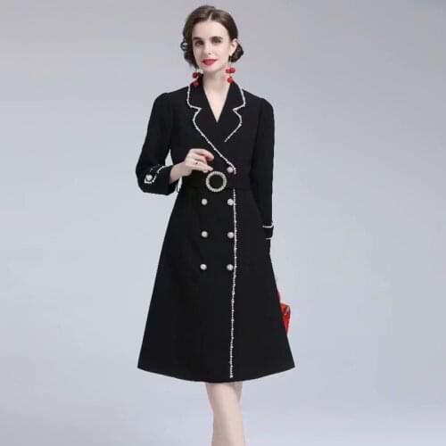 Coat Tops Fashion High Quality Autumn New WomenS Fashion Party Beading Vintage Elegant Gentlewoman Long Sleeved Suit Jacket
