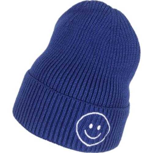 Winter Beanie Cute Solid Color Smiley Bonnets Wholesale Men Women Boys Girls Fashion Wool Knitted Hats