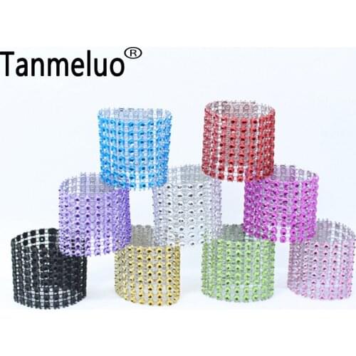 100 PCS plastic wrap napkin rings rhinestone napkin ring sequin napkin buckle hotel wedding supplies event party decoration