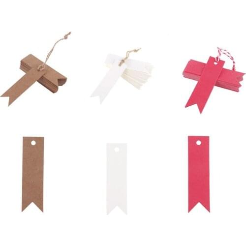 100pcs Blank Kraft Paper Gift Tags with Hemp Rope Wedding Party Favor Food Label Hang Price DIY Cards Craft