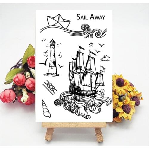 11x16CM Pirate ship Transparent Seal Clear Stamps Silicone Seal Roller Stamps DIY Scrapbook Album / Card Production Easter