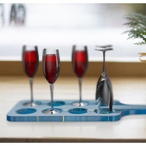 4/8 Holes Glass Serving Tray Epoxy Resin Mold Wine Glass Holder Beer Paddle Serving Board Silicone Mould DIY Crafts Party U90F