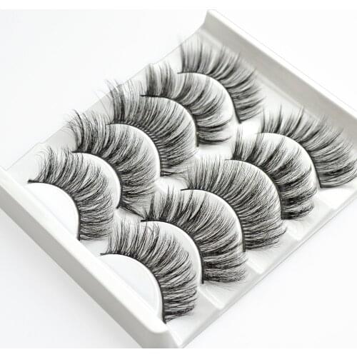 5pairs Mixed Styles False Eyelashes 3D Mink Hair Wispy Full Volume Natrual Lashes Feathery Flared Variety Pack Lashes