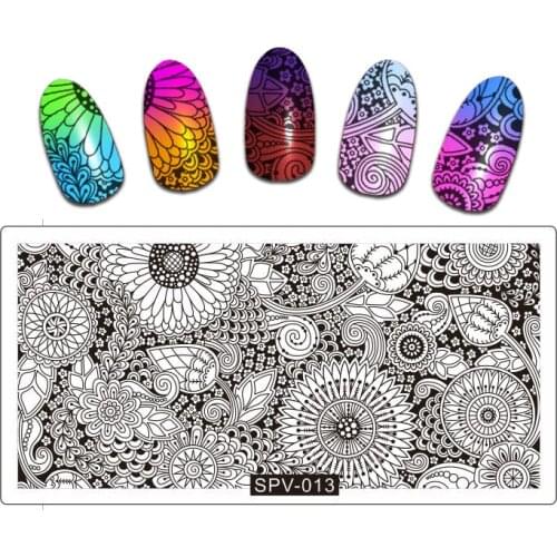 6*12CM Rectangle Metal Stencil flowers cartoons animals Nail Stamping Plates Peony Image Nail Art Stamp Template Image Plate 20