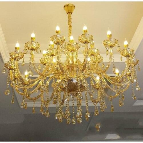 6-24 pcs Baroque style Led candle holder chandeliers Hotel parlor champagne crystal chandelier bedroom Amber crystal lighting