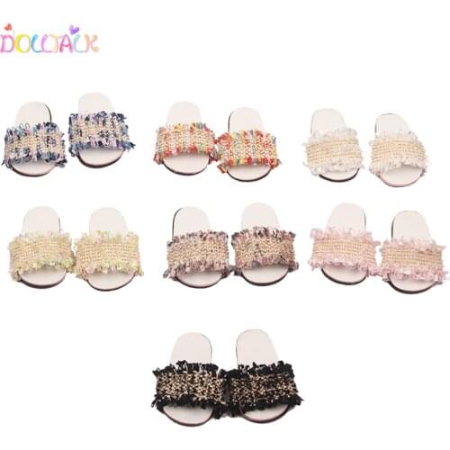 7cm Summer Fashion Flip Flop For 18 Inch American Doll Cute Laciness Shoes Fir 43cm New Born Baby Doll For Russia DIY Dolls Gift