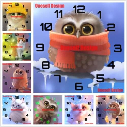 New 5d diamond painting clock animal owl diamond embroidery clock rhinestone pictures decoration home diamond mosaic diy frame