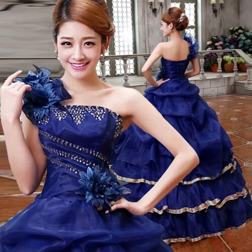 Freeship royal blue/lavender/yellow/hot pink flowers theme party ball gown medieval dress queen dress Victorian Belle ball