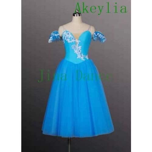 Lake blue Ballet Romantic dress costume Tutu Dress Cinderella Professional long skirt women Ballet Dance Ballerina Ballet Tutu