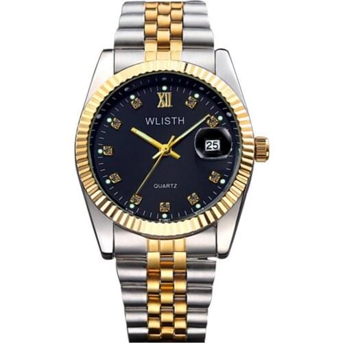 Wlisth Couple watch Waterproof Luminous Rhinestone Analog Display Quartz Watch Gift for lover Suitable for many Occasions