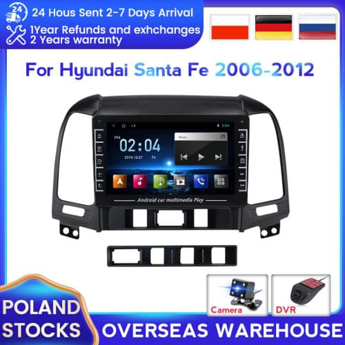 For Hyundai Santa Fe 2 2006-2012 Android System 2.5D IPS HD Screen Car Radio Multimedia Video Player Stereo Navigation GPS Auto