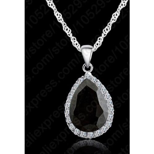 Hot Women Crystal Rhinestone Drop Chain Necklace Pendant For Women Jewelry Statement 925 Sterling Silver Necklace Gift
