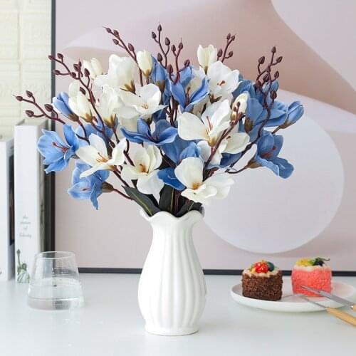 1 Bundle Silk Magnolia Bouquet Home Decoration Accessories Wedding Party Scrapbook Fake Plants Home Decor Party Garden Office