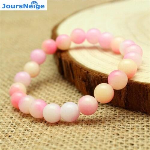 JoursNeige Natural Peach Pink Chalcedony Stone Beads Size 8mm Bracelets for Girl Women Summer Single lap Jewelry
