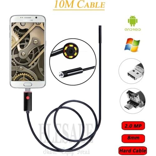 8mm 2.0MP 10M Cable 2-In-1 Android Endoscope Camera Waterproof Borescope Inspection Camera For Android Phone Samsung