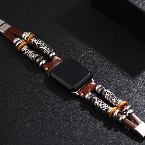 Leather Bracelet For Apple Watch Band 42mm 38mm 44mm 40mm Series 5 4 3 2 1 Retro Watchband Strap For IWatch Accessories Gifts