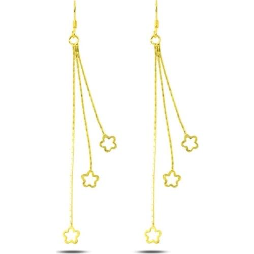 KUTAYDAN Dangle Matte Textured Flower Earrings 925 Sterling Silver