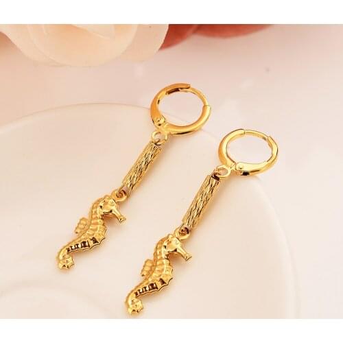 Cute seahorse Love Animal dangle Earrings for Women gold color Africa heartJewelry Bijoux DIY charms kids gilrs earrings gifts