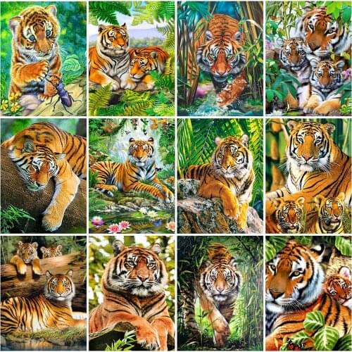 MomoArt Diamond Painting Tiger Craft Kit 5D DIY Diamond Embroidery Animal Full Square Round Drill Home Decorations