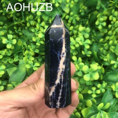 Natural Crystals Quartz High Quality Sodalite Points Tower Energy Reiki Healing Stones Room Home Office Decoration Gemstone