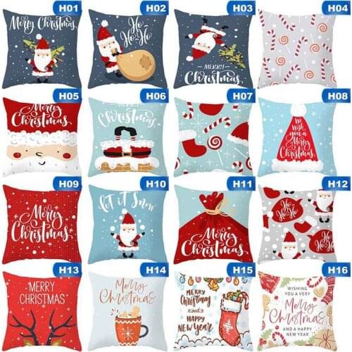 45*45cm Christmas Square Cushion Cover Santa Claus Elk Peach Skin Pillowcase Home Decor Throw Pillows Covers