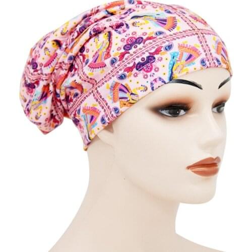 New Arrival Muslim Turban Chemotherapy The Head Cap Islamic Fashion Cotton Floral Print Inner Hijabs Bandage Headwear For Women