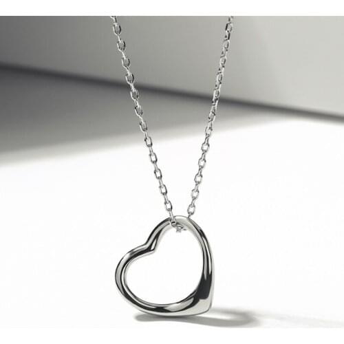 100% Authentic 925 Hot Sterling Silver Classic Heart Pendant Necklaces Women Fashion Jewelry Engage joyas de plata 925 Gift N009