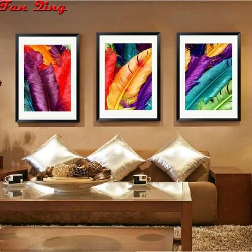 Full Square/Round Drill 5D DIY Diamond Painting "Colored feather" Embroidery Cross Stitch 5D Home Decor Gift
