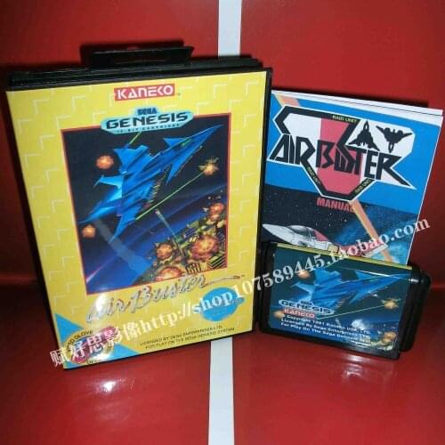 Sega MD game - Air Buster with Box and Manual for 16 bit Sega MD game Cartridge Megadrive Genesis system