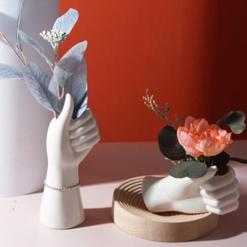 Home Decor Vase Room Decor Ceramics Flower Vase Nordic Style Flower Pot Home Living Room Decoration Modern Art Hand Shape