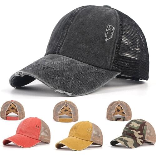 Ponytail Baseball Caps Women Summer Mesh Cap Breathable criss cross Snapback 2020 Casual Hole Designer gorros mujer Sport Hat
