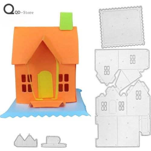 Scrapbook Cutting Dies Carbon Steel Childrens Puzzle DIY Embossing Cutting Template Three-Dimensional House 2021 Metal Dies
