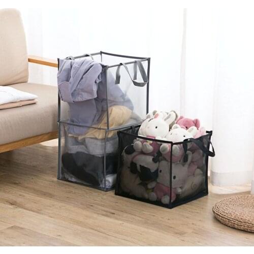 Foldable Clothes Storage Baskets Mesh Washing Dirty Clothes Laundry Basket Portable Sundries Organizer Toy Container