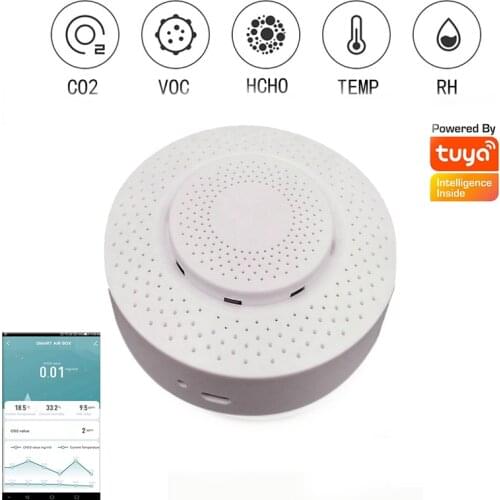 Tuya Wifi Smart Air Box Formaldehyde VOC Sensor Carbon Dioxide Temperature Humidity Sensor Automation Alarm Detector Smart Home