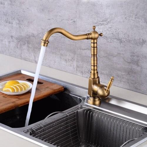 Antique Kitchen Faucet Cold and Hot Household Pull Type Vegetable Washing Tap Single Cold Wash Basin Splash Head