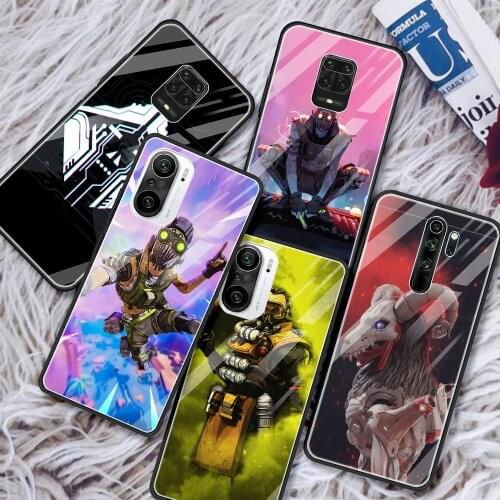 Glass Case For Redmi Note 10 9 9T 9S 8 8T 7 9A 8A K30 K40 Pro Max 5G Silicone Shell Black Cover Apex Legends Game