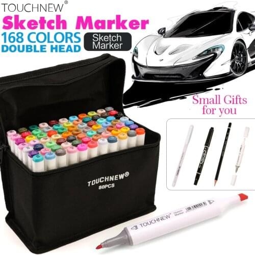 TOUCHNEW 30/40/60/80 Color Artist Double Head Sketch Markers Alcohol Based Marker Art Marker for Artist Design Art Supplier