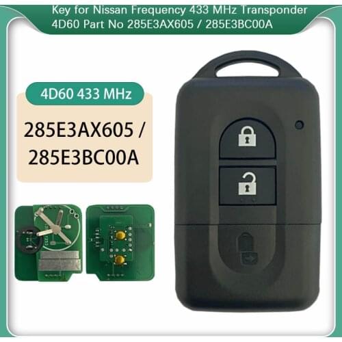 CN027023 Aftermarket for Nissan Smart Key Frequency 433 Mhz Transponder 4D60 Remote Key Part NO 285E3AX605 / 285E3BC00A