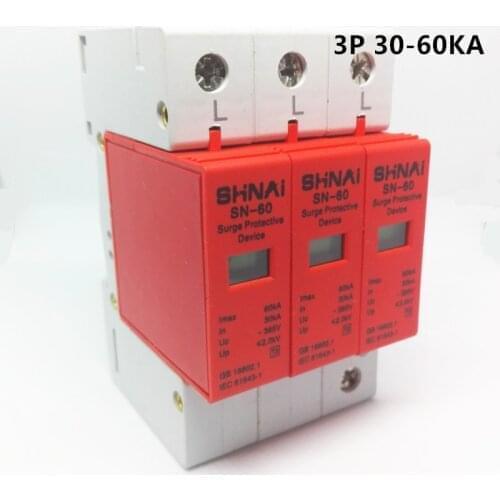 SPD 30KA - 60KA 3P surge arrester protection device electric house surge protector D ~385V AC
