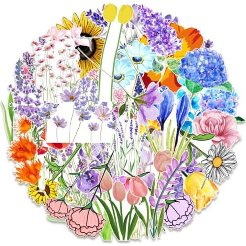 50/PCS Mix VSCO Flower Stickers Graffiti DIY Waterproof Laptop Bottles Cup Luggage Refrigerator Skateboard Guitar Decals Toy