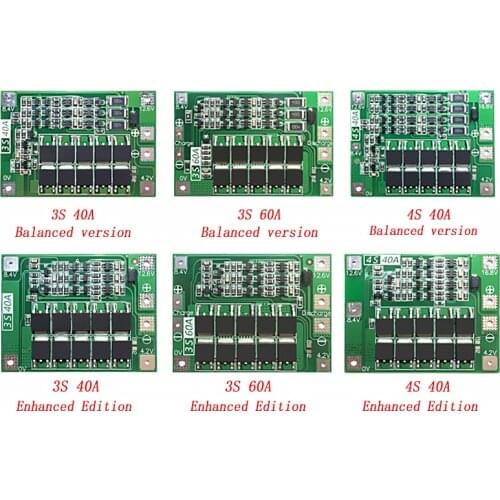 3S/4S 40A 60A Li-ion Lithium Battery Charger Protection Board 18650 BMS For Drill Motor 11.1V 12.6V/14.8V 16.8V Enhance/Balance