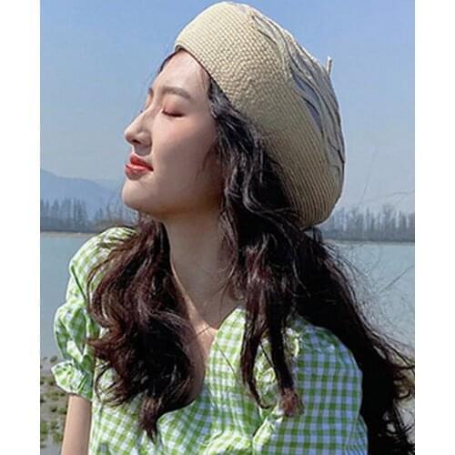 New Beret Hat Women Straw Beanie Cap Spring Summer Retro Painter Hats French Artist Caps Casual Street Grils Headwear