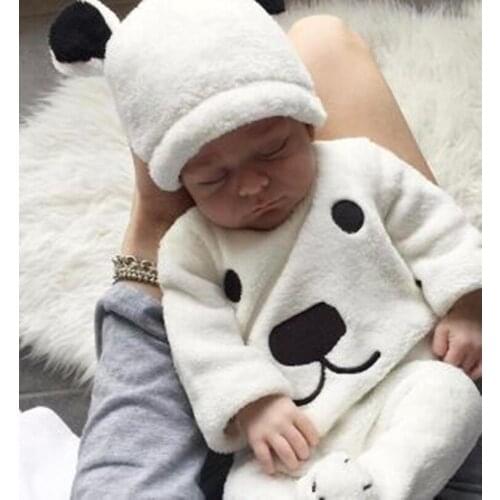 Winter Warm Newborn Clothes 3PCS Sets Flannel Fluffy Long Sleeve Pullovers Top+Hat+Pants Cute Cartoon Baby Kids Outfits 6M-3T