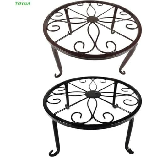 1XCC Flower Pot Plant Stand Metal Planter Stands for Indoor Outdoor Pots Holder Garden Container Supports Rack Round Shelf