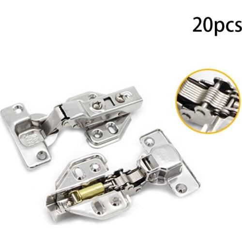 20pcs Hinge Stainless Steel Door Hydraulic Hinges Damper Buffer Soft Close For Cabinet Cupboard Furniture Hardware High Quality