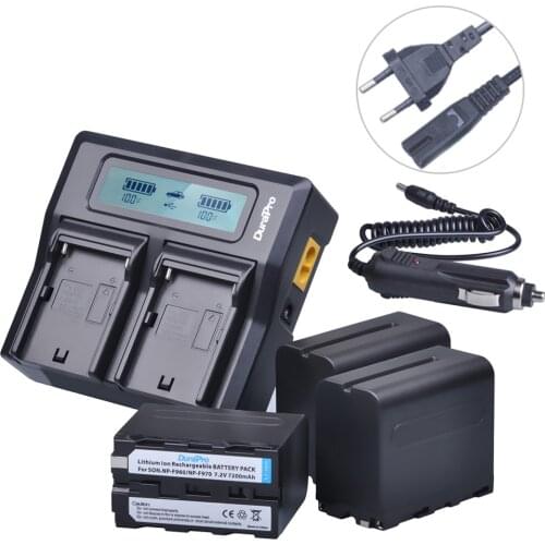 3pcs NP-F970 NP-F960 NP F970 F960 7.2V 7200mAh Battery + LCD Dual Quick Charger for SONY HVR-HD1000 HVR-HD1000E HVR-V1J Battery