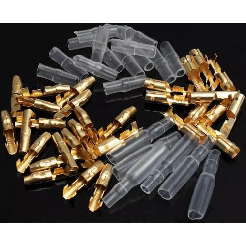 50Set 3.9mm Male Female Motorcycle Bullet Connector Socket Classic Terminals Electric Cable Wire Connector Insulation Covers