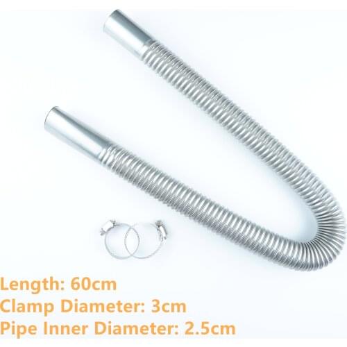 60CM Air Diesel Parking Heater Stainless Steel Exhaust Pipe Tube Gas Vent Hose For Car Heater Silver